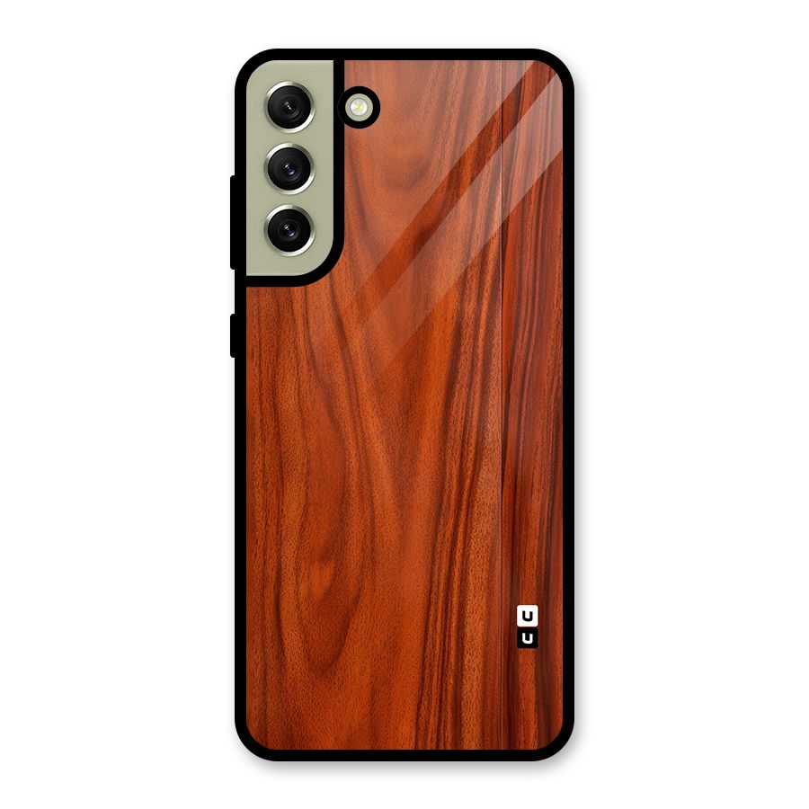 Wooden Texture Printed Glass Back Case for Galaxy S21 FE 5G