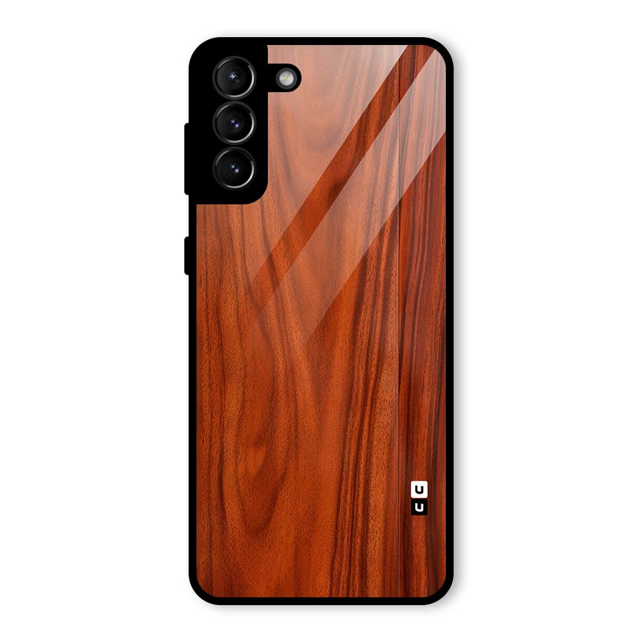 Wooden Texture Printed Glass Back Case for Galaxy S21 Plus