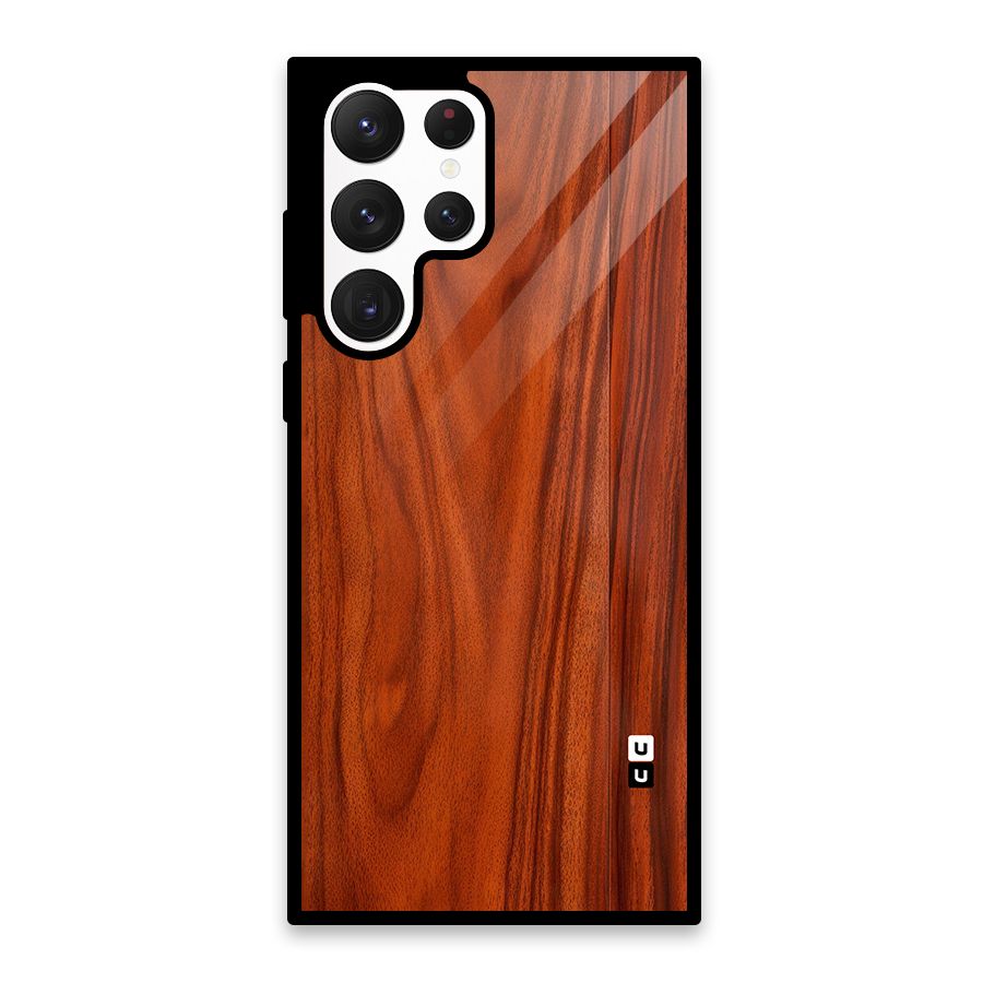 Wooden Texture Printed Glass Back Case for Galaxy S22 Ultra 5G