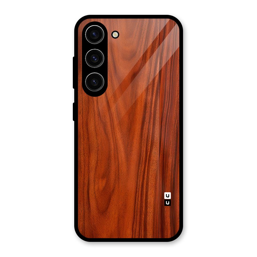 Wooden Texture Printed Glass Back Case for Galaxy S23