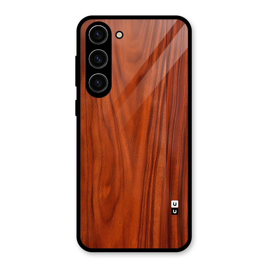 Wooden Texture Printed Glass Back Case for Galaxy S23 Plus