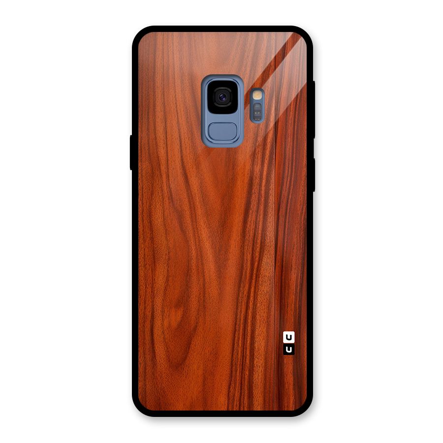 Wooden Texture Printed Glass Back Case for Galaxy S9