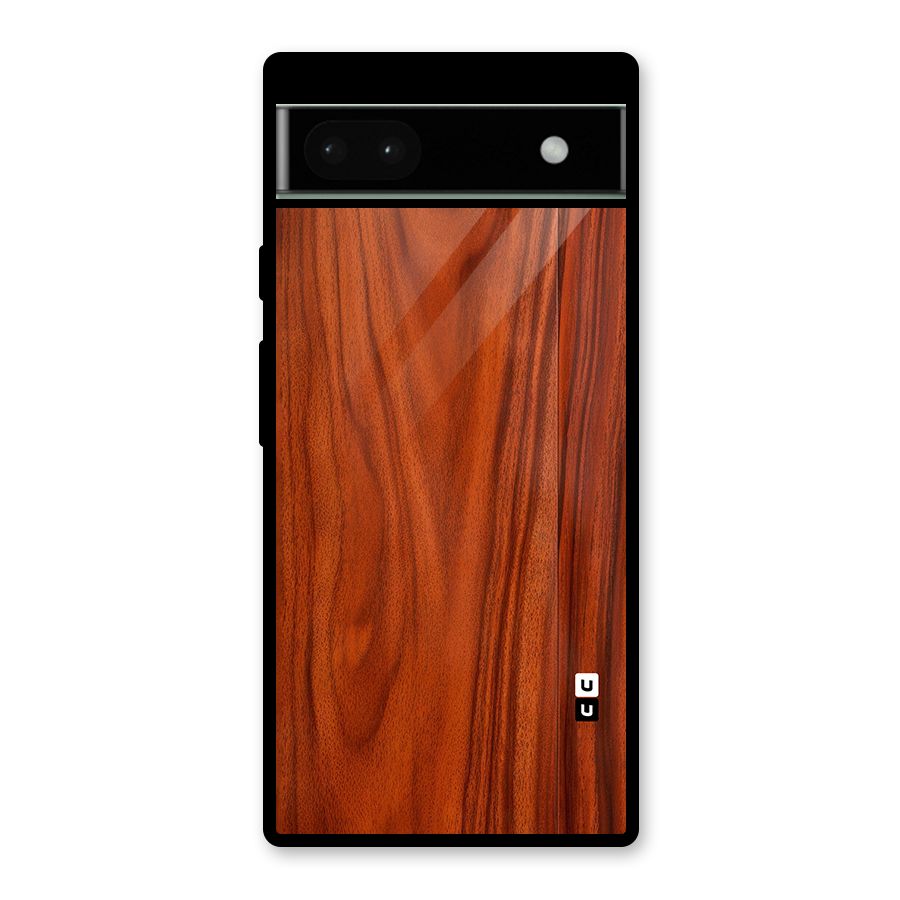 Wooden Texture Printed Glass Back Case for Google Pixel 6a