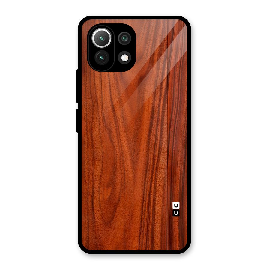 Wooden Texture Printed Glass Back Case for Mi 11 Lite