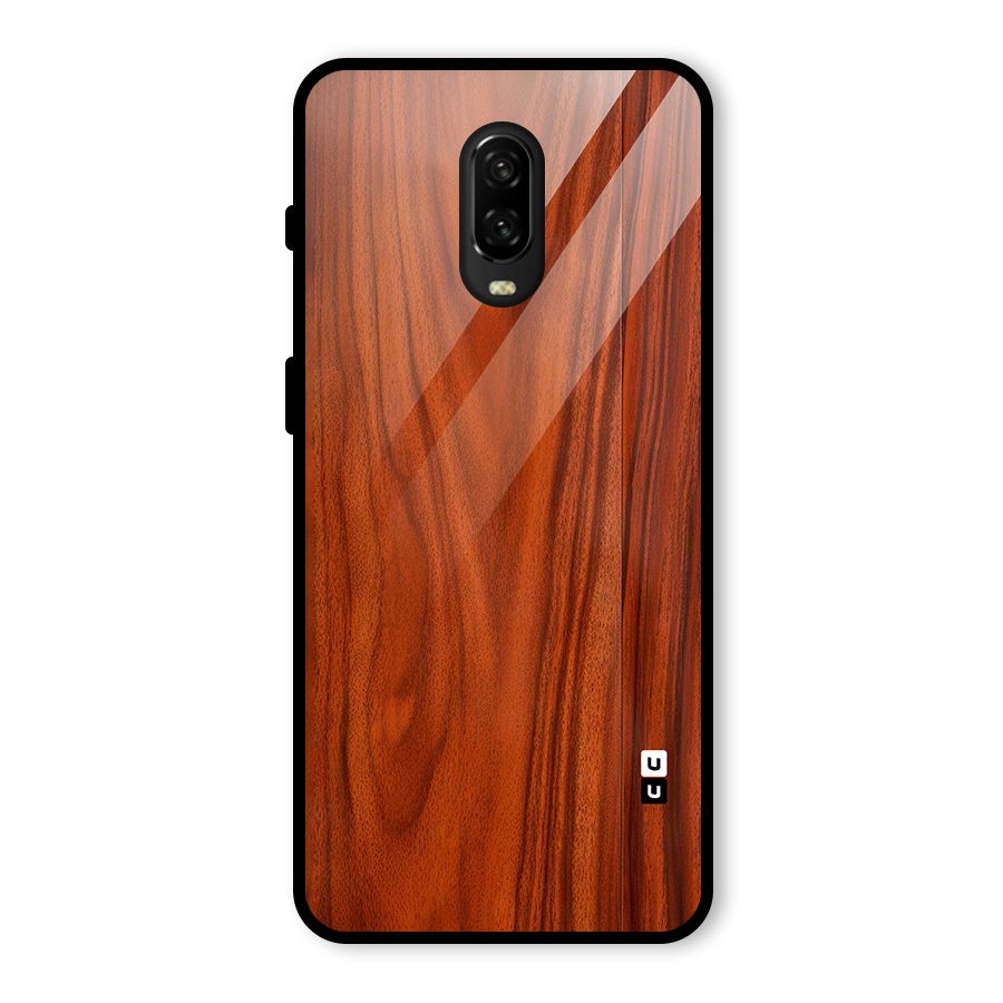 Wooden Texture Printed Glass Back Case for OnePlus 6T