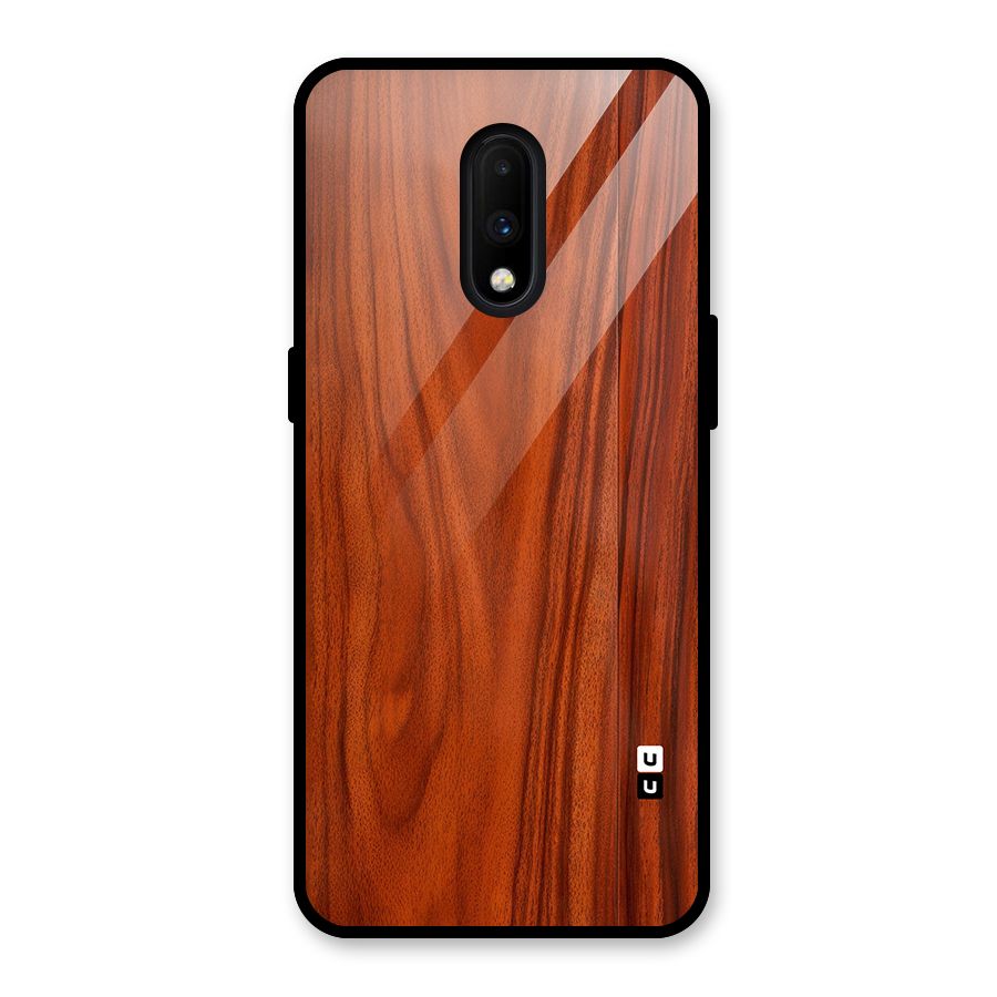 Wooden Texture Printed Glass Back Case for OnePlus 7