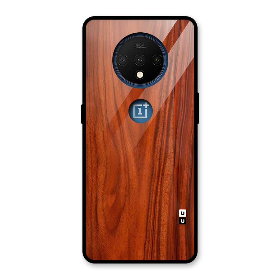 Wooden Texture Printed Glass Back Case for OnePlus 7T