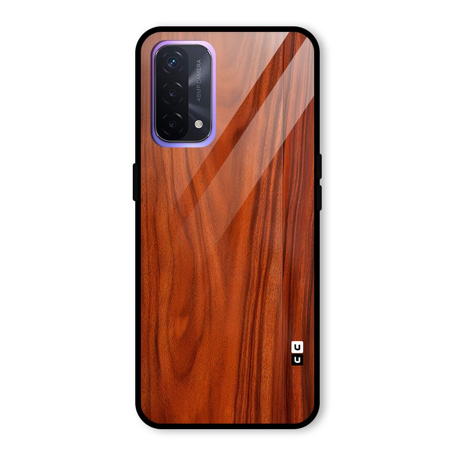 Wooden Texture Printed Glass Back Case for Oppo A74 5G