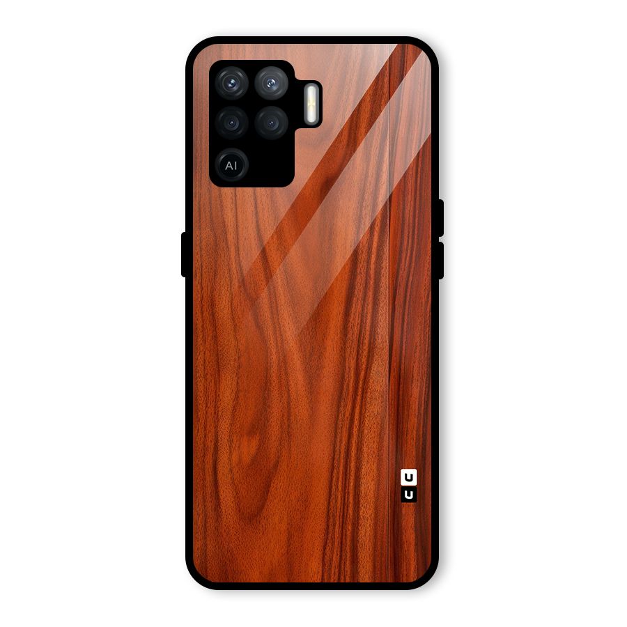 Wooden Texture Printed Glass Back Case for Oppo F19 Pro