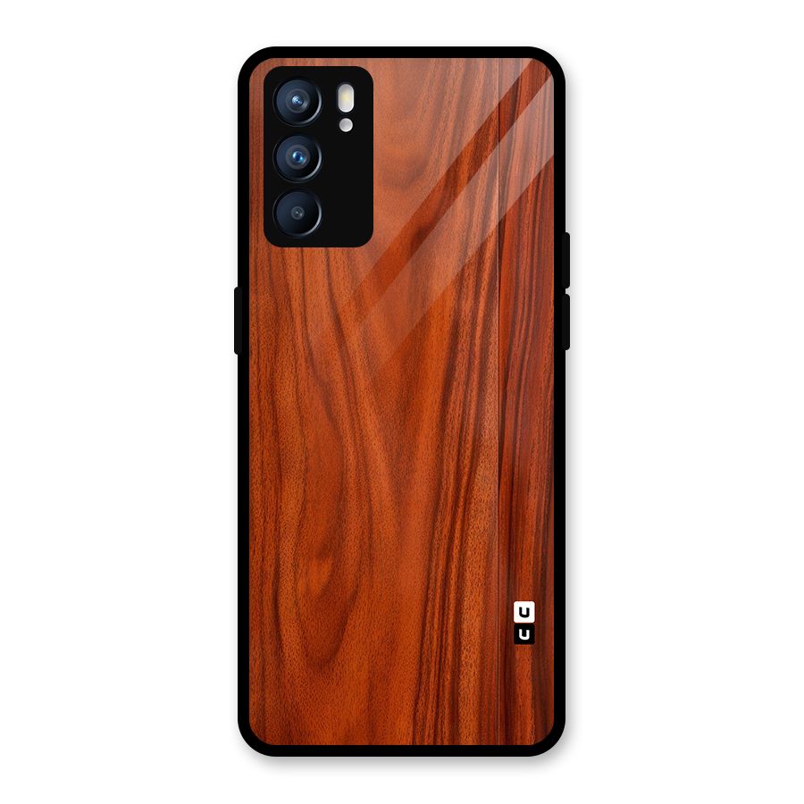 Wooden Texture Printed Glass Back Case for Oppo Reno6 5G