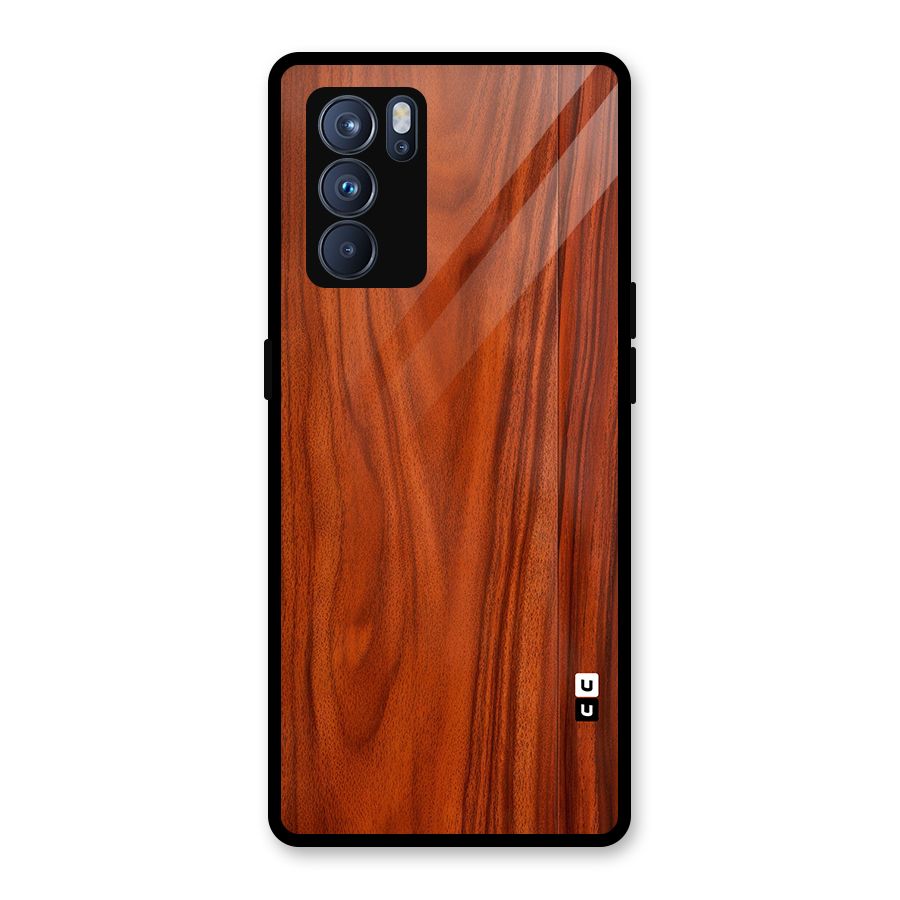 Wooden Texture Printed Glass Back Case for Oppo Reno6 Pro 5G