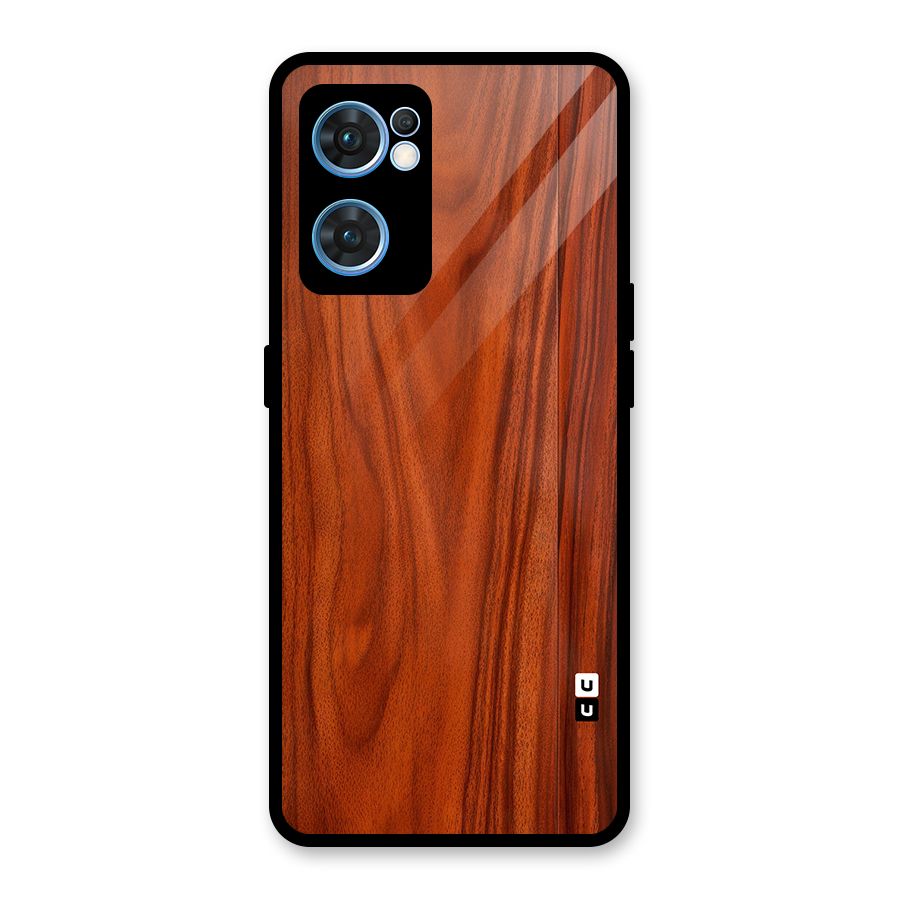 Wooden Texture Printed Glass Back Case for Oppo Reno7 5G