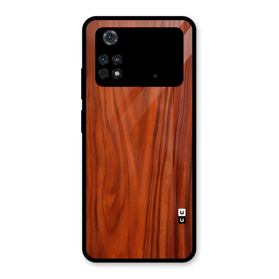 Wooden Texture Printed Glass Back Case for Poco M4 Pro 4G