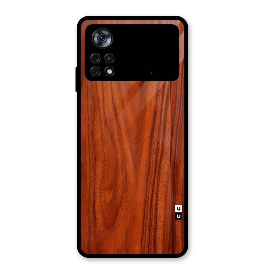 Wooden Texture Printed Glass Back Case for Poco X4 Pro 5G