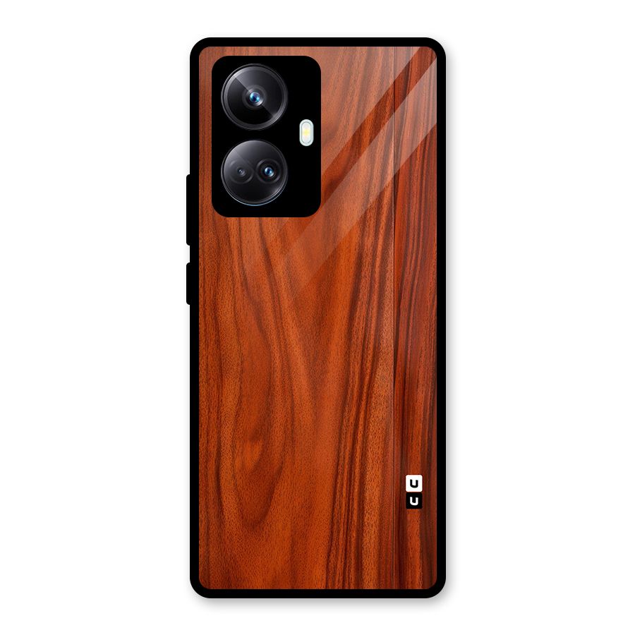 Wooden Texture Printed Glass Back Case for Realme 10 Pro Plus