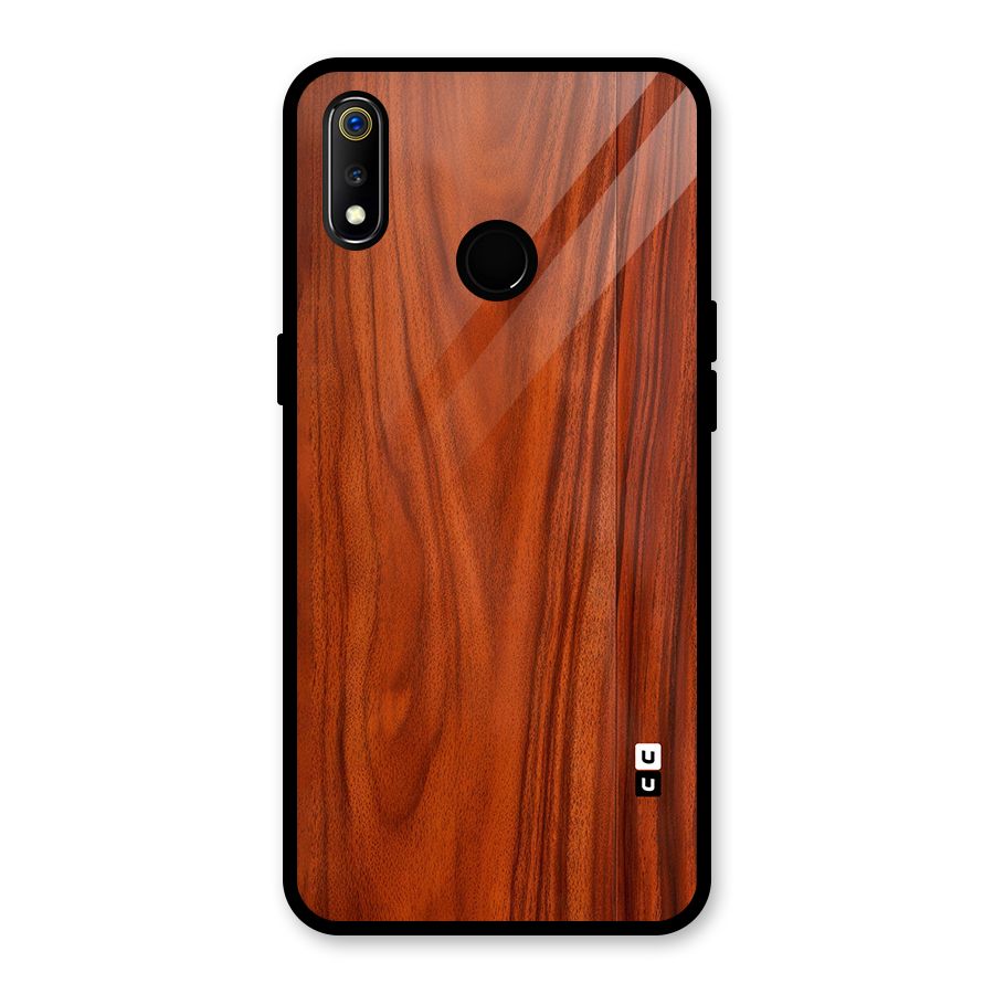 Wooden Texture Printed Glass Back Case for Realme 3