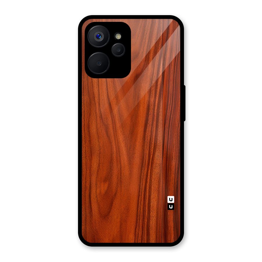 Wooden Texture Printed Glass Back Case for Realme 9i 5G