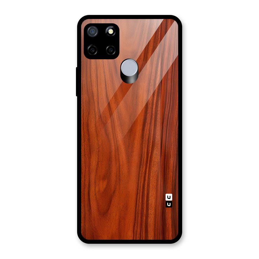 Wooden Texture Printed Glass Back Case for Realme C12