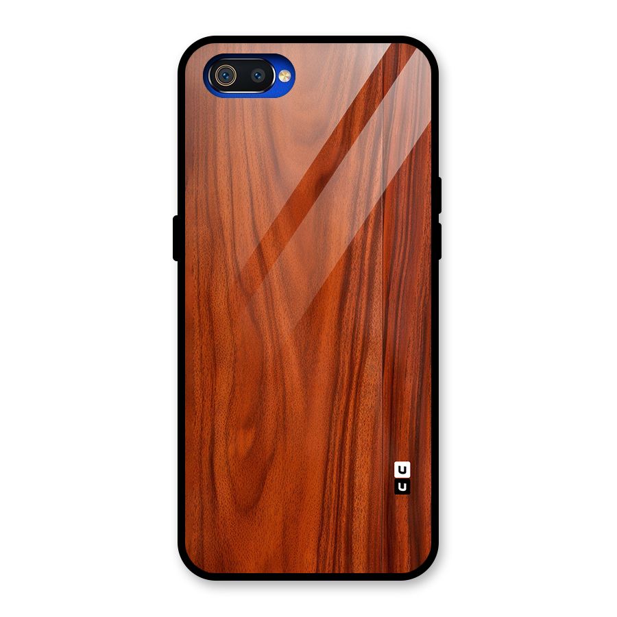 Wooden Texture Printed Glass Back Case for Realme C2