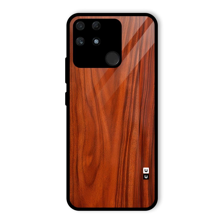 Wooden Texture Printed Glass Back Case for Realme Narzo 50A