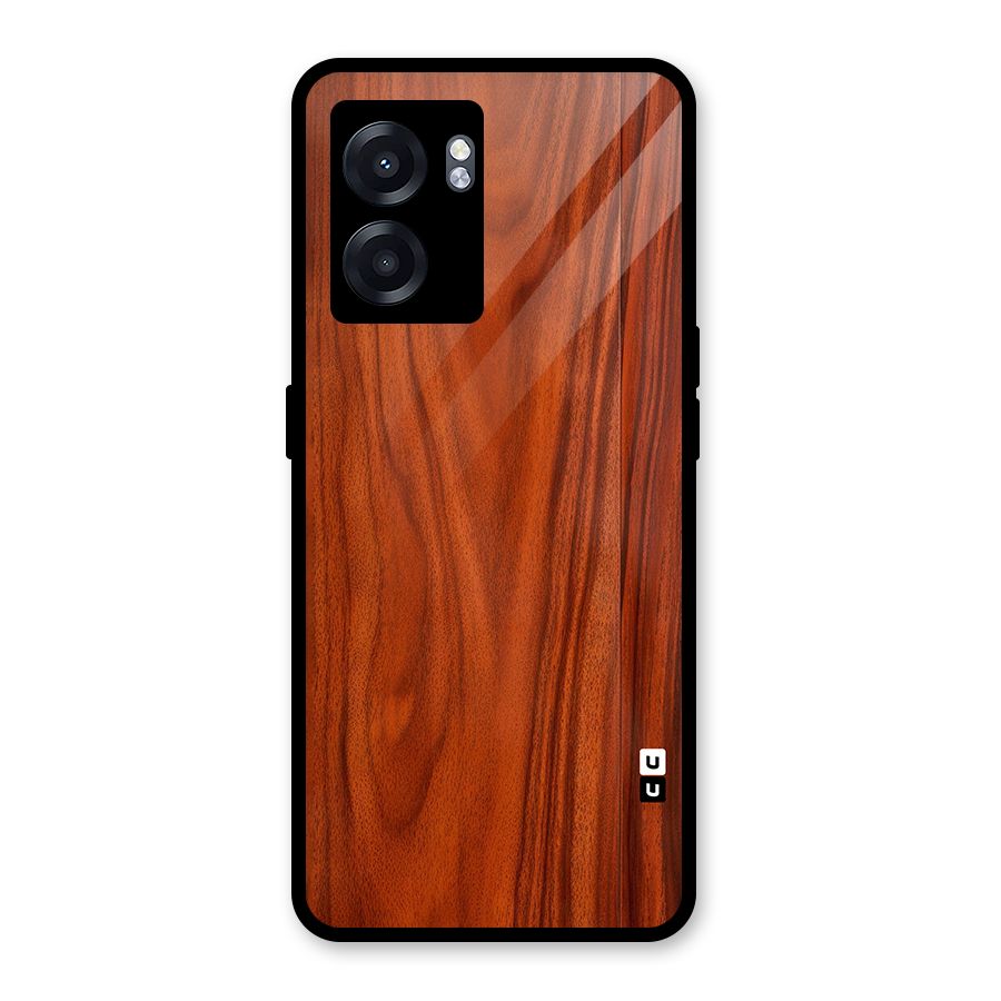 Wooden Texture Printed Glass Back Case for Realme Narzo 50 5G
