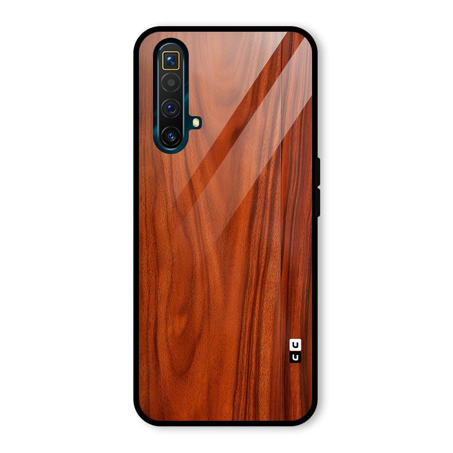 Wooden Texture Printed Glass Back Case for Realme X3