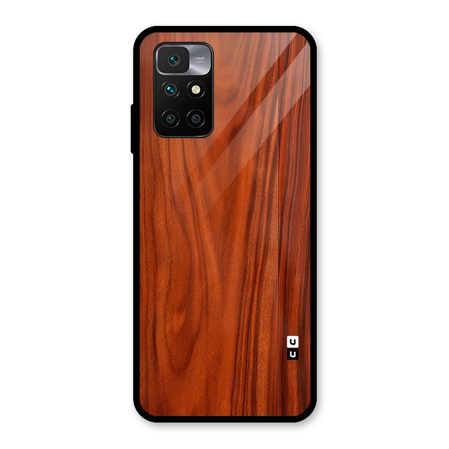 Wooden Texture Printed Glass Back Case for Redmi 10 Prime