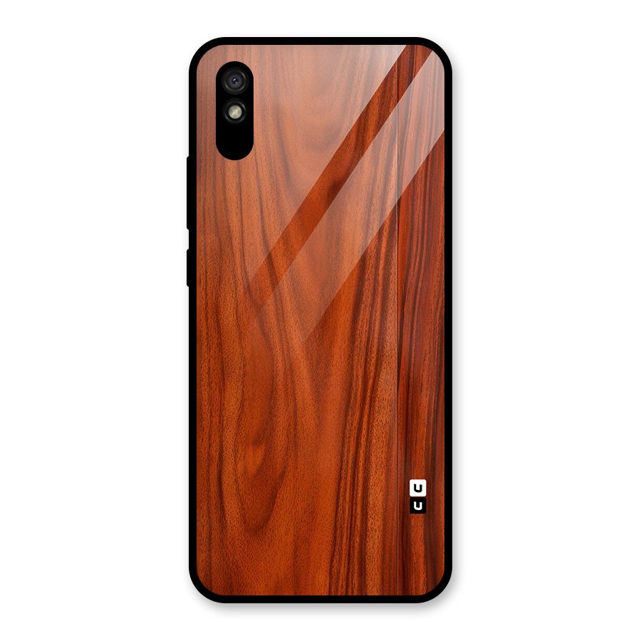 Wooden Texture Printed Glass Back Case for Redmi 9A