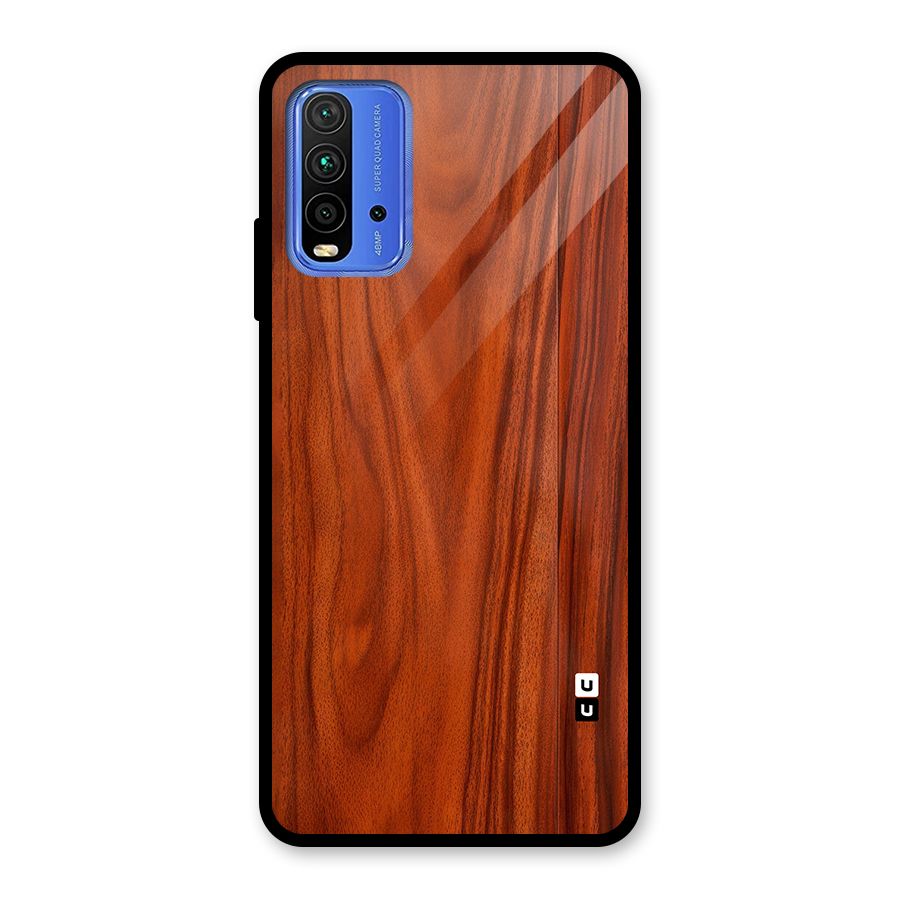 Wooden Texture Printed Glass Back Case for Redmi 9 Power