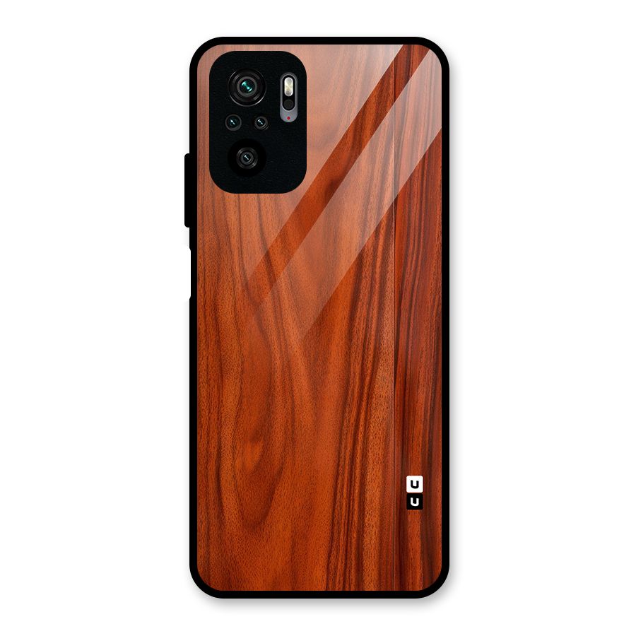 Wooden Texture Printed Glass Back Case for Redmi Note 10S