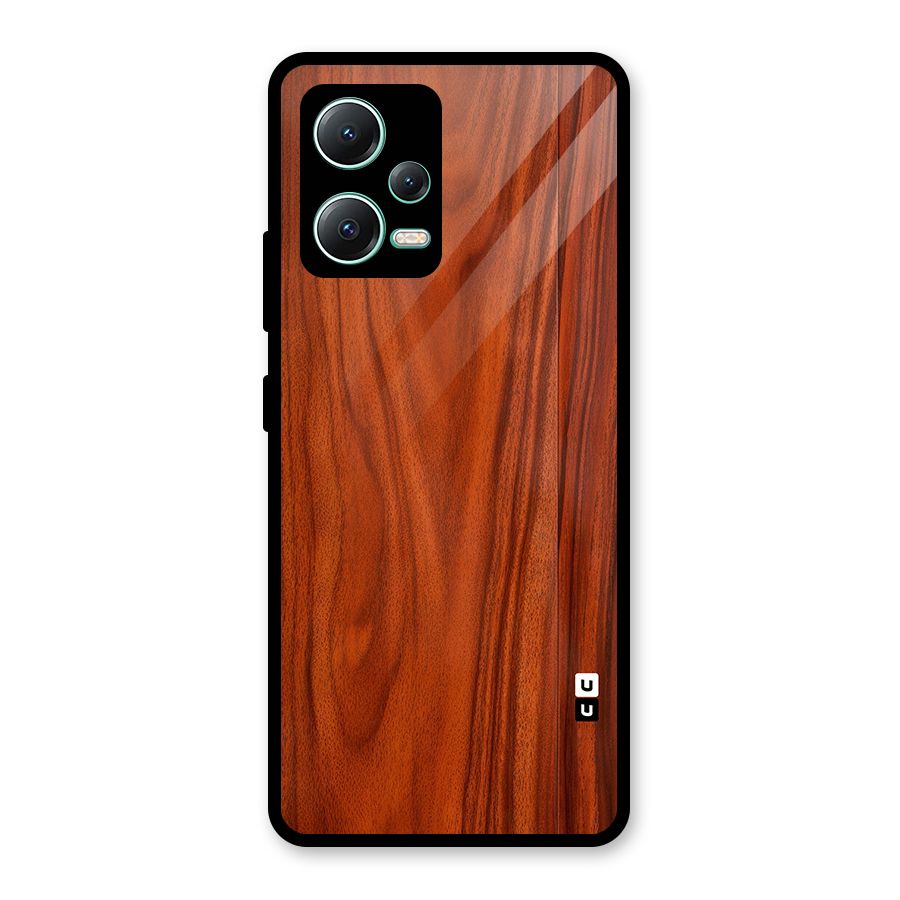 Wooden Texture Printed Glass Back Case for Redmi Note 12 5G