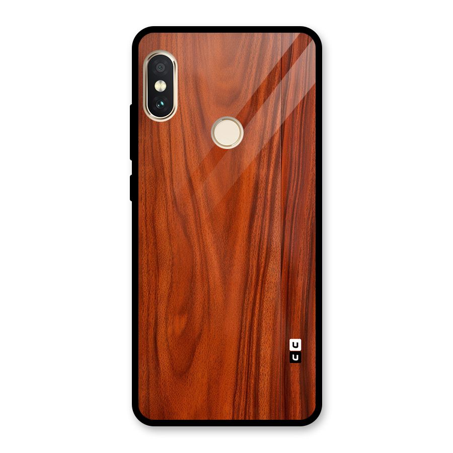 Wooden Texture Printed Glass Back Case for Redmi Note 5 Pro