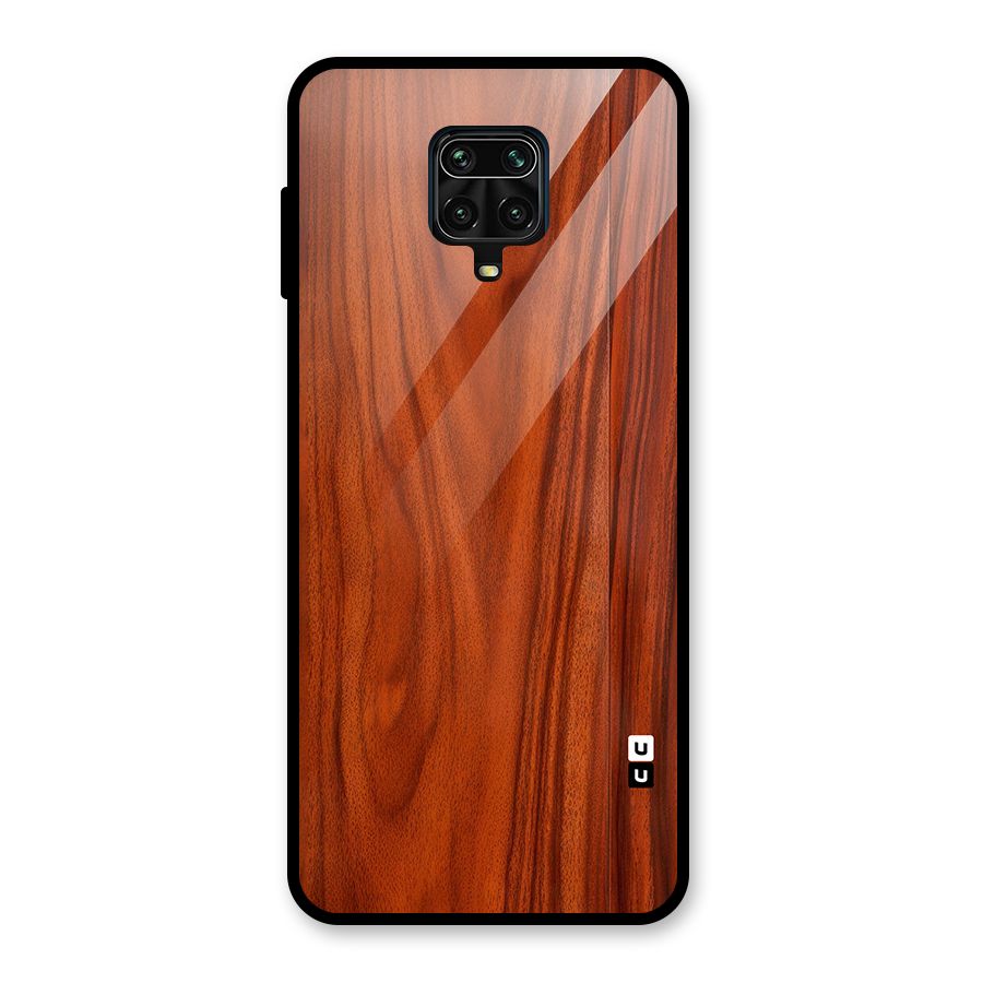 Wooden Texture Printed Glass Back Case for Redmi Note 9 Pro