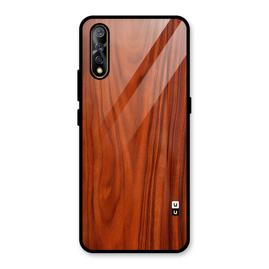 Wooden Texture Printed Glass Back Case for Vivo S1
