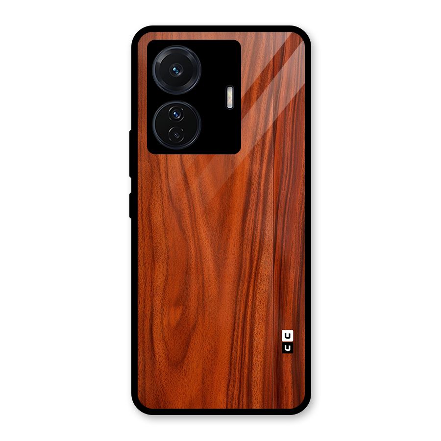 Wooden Texture Printed Glass Back Case for Vivo T1 Pro