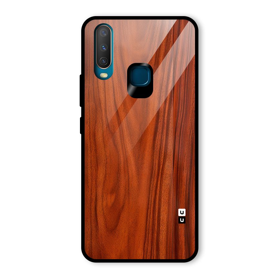 Wooden Texture Printed Glass Back Case for Vivo U10