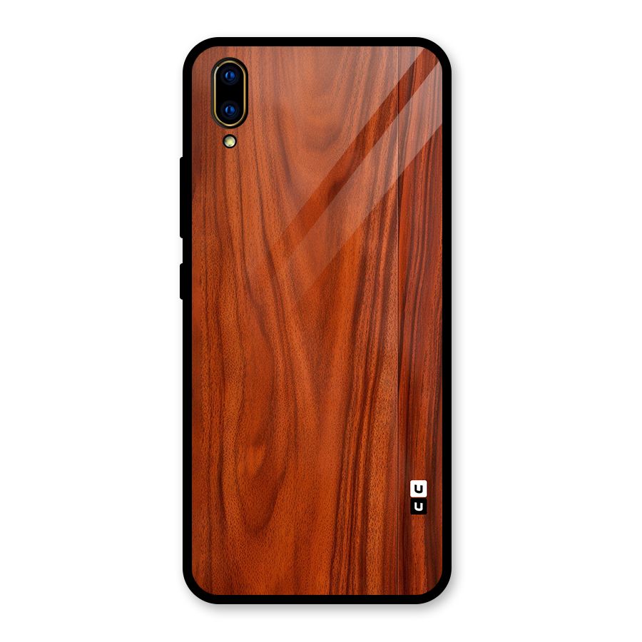 Wooden Texture Printed Glass Back Case for Vivo V11 Pro