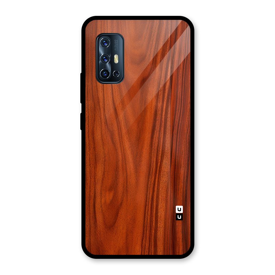 Wooden Texture Printed Glass Back Case for Vivo V17