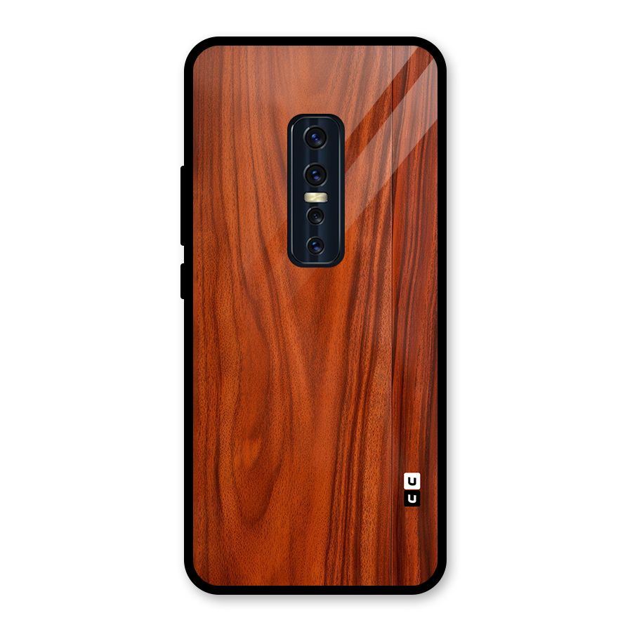 Wooden Texture Printed Glass Back Case for Vivo V17 Pro