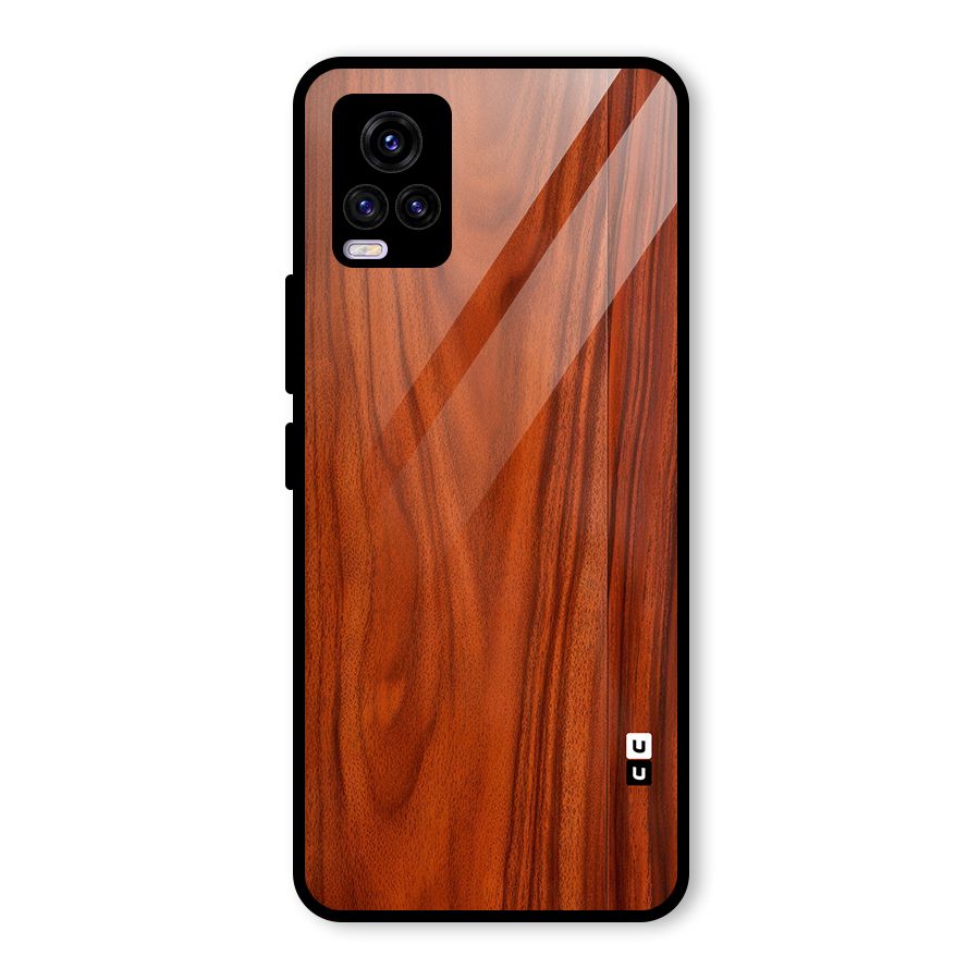 Wooden Texture Printed Glass Back Case for Vivo V20