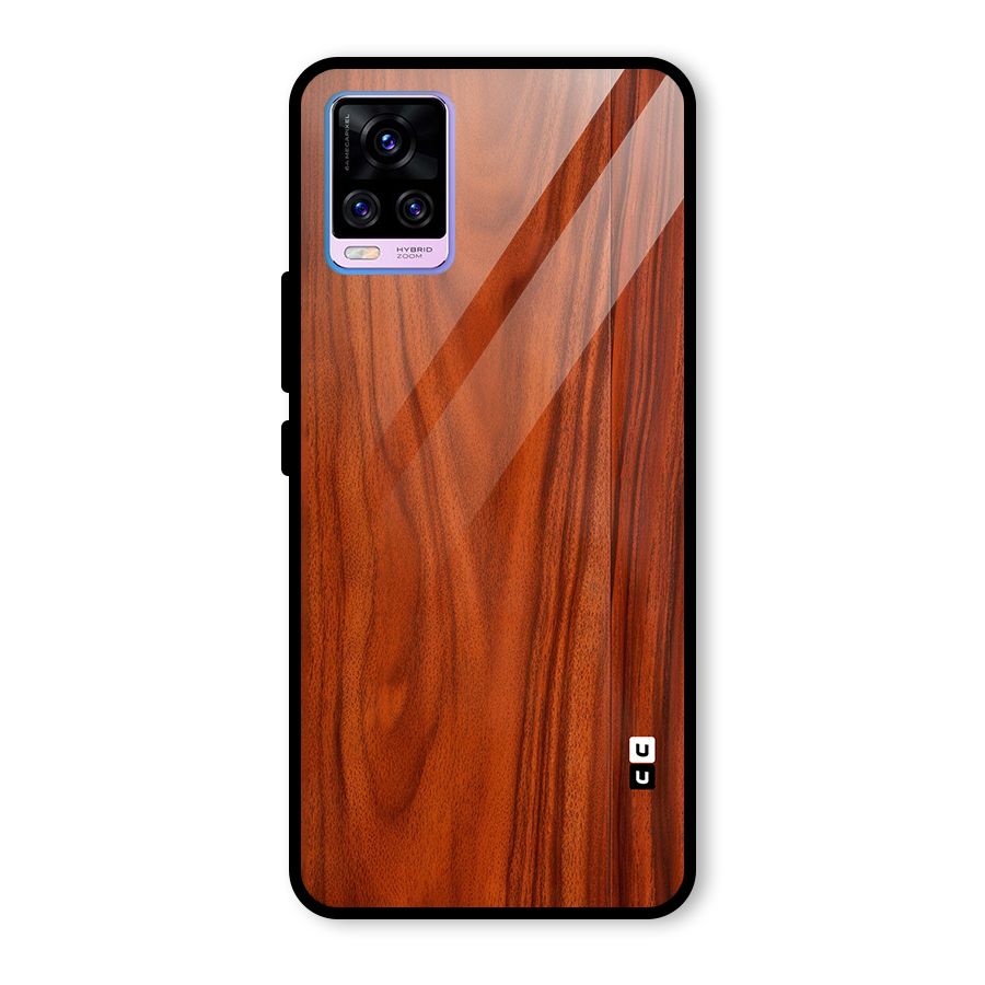 Wooden Texture Printed Glass Back Case for Vivo V20 Pro