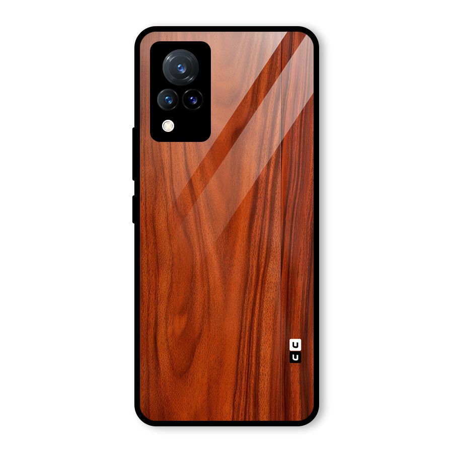 Wooden Texture Printed Glass Back Case for Vivo V21 5G