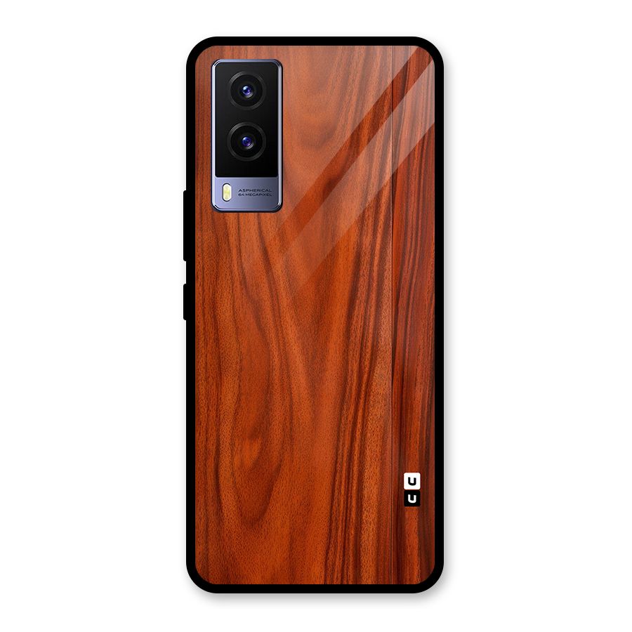 Wooden Texture Printed Glass Back Case for Vivo V21e 5G