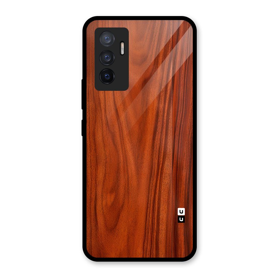 Wooden Texture Printed Glass Back Case for Vivo V23e