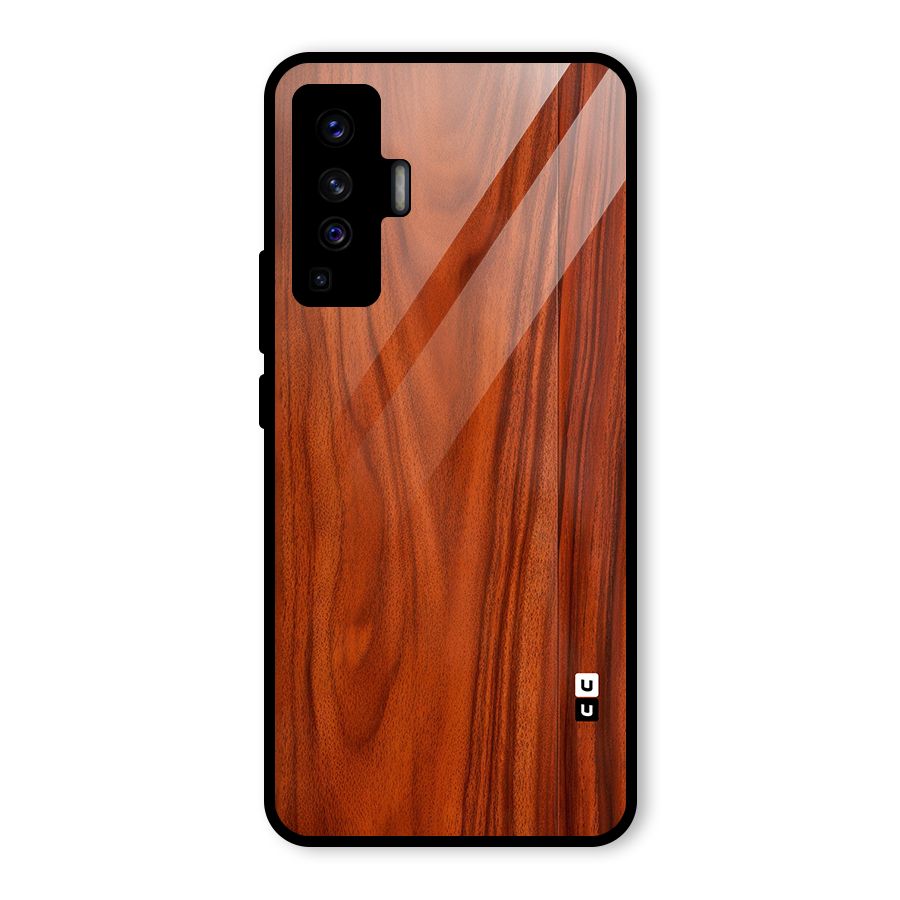 Wooden Texture Printed Glass Back Case for Vivo X50