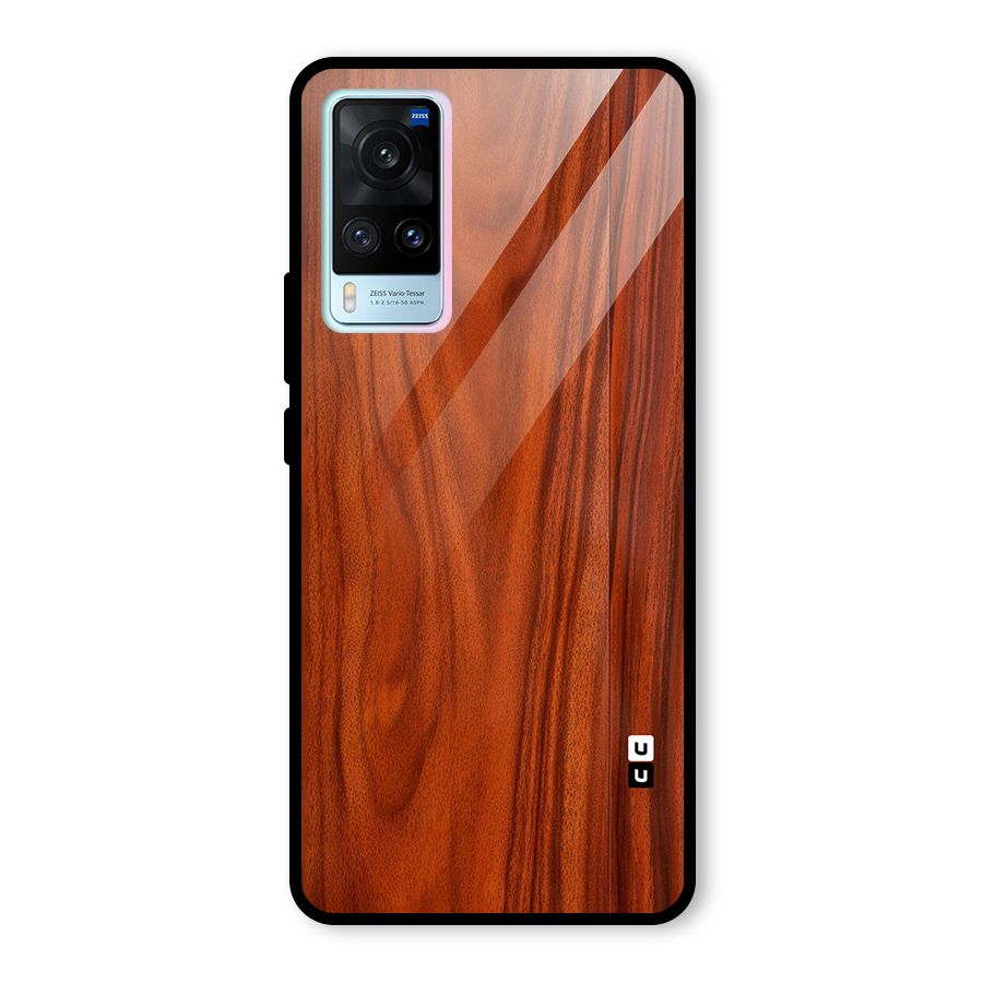 Wooden Texture Printed Glass Back Case for Vivo X60