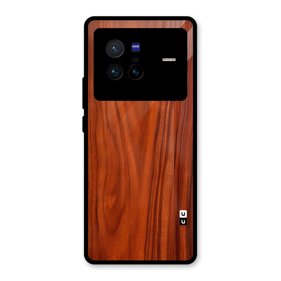 Wooden Texture Printed Glass Back Case for Vivo X80