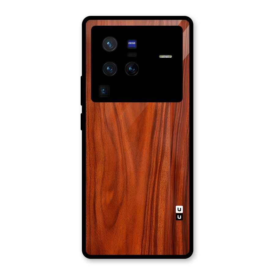 Wooden Texture Printed Glass Back Case for Vivo X80 Pro