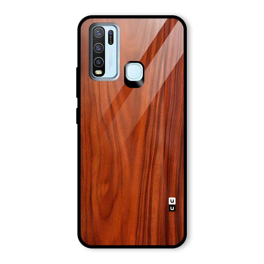 Wooden Texture Printed Glass Back Case for Vivo Y30