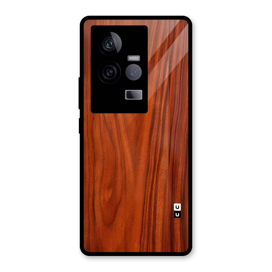 Wooden Texture Printed Glass Back Case for Vivo iQOO 11 5G